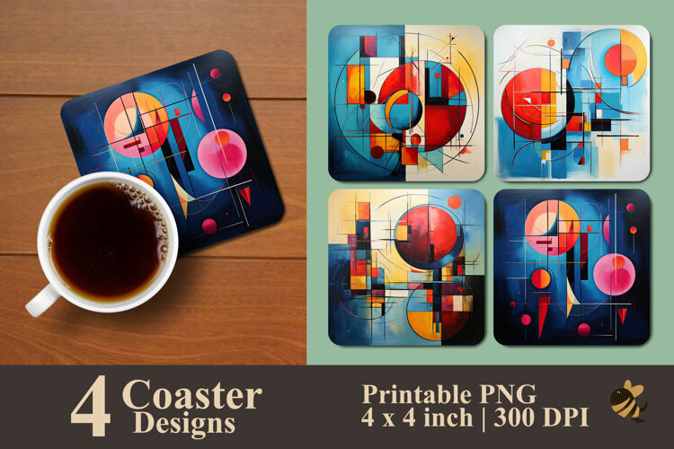 Electric Balance Geometric Coaster Sublimation Design example image 1