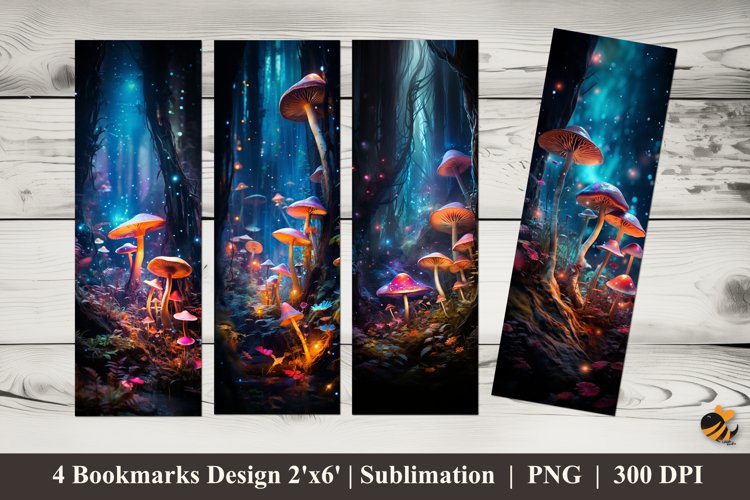 Mushroom Fantasy Bookmarks Sublimation Design example image 1