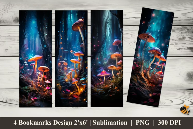 Mushroom Fantasy Bookmarks Sublimation Design