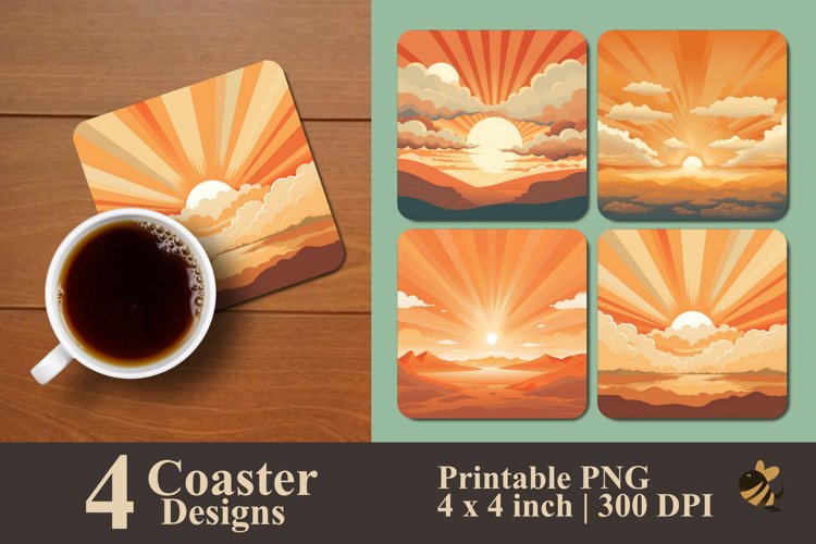 Sunrise Coaster Sublimation Designs example image 1