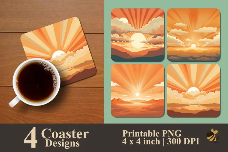 Sunrise Coaster Sublimation Designs