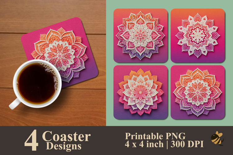 Twilight Petal Bloom Coaster Sublimation Design