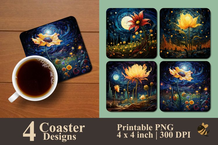Alien Flower Coaster Sublimation Designs