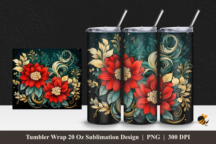 Ornament Plants Tumbler Wrap Sublimation Design 1