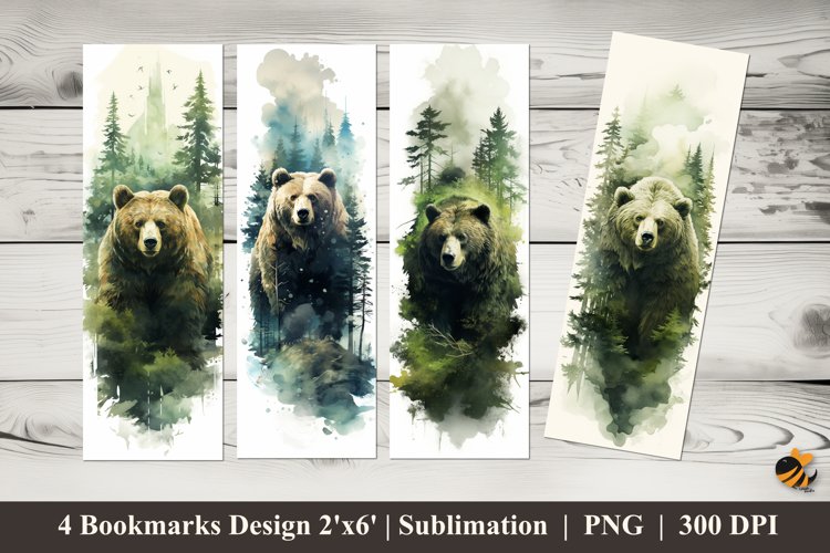Forest Bear Bookmarks Sublimation Design