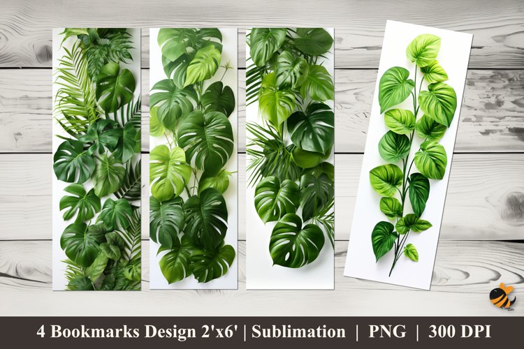 Tropical Leaves Bookmarks Sublimation Design example image 1