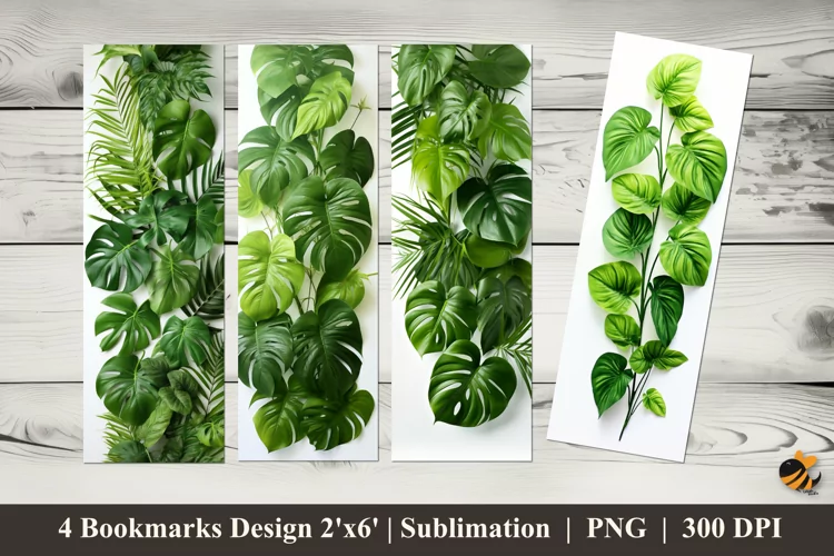 Tropical Leaves Bookmarks Sublimation Design