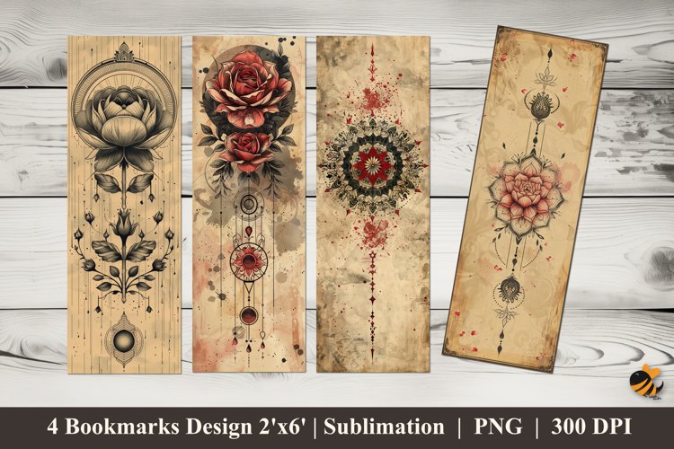 Mandala Rose Bookmarks Sublimation Design