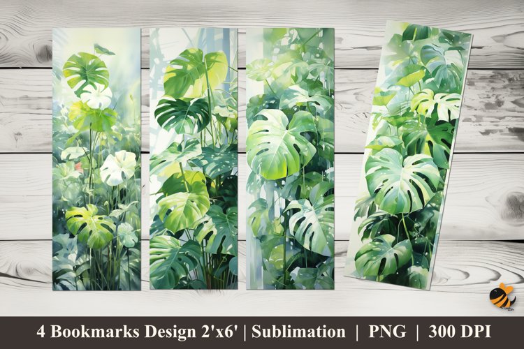 Monstera Plant Bookmarks Sublimation Design example image 1