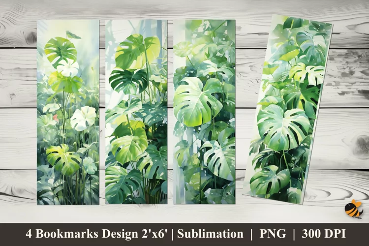 Monstera Plant Bookmarks Sublimation Design