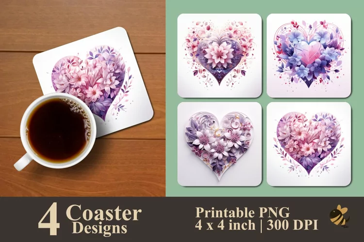 Purple Love Coaster Sublimation Designs