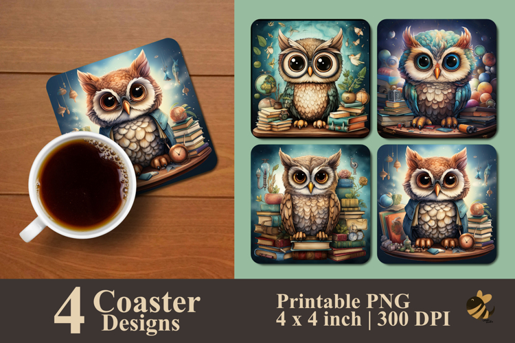 Owl Teacher Universe Coaster Sublimation Design
