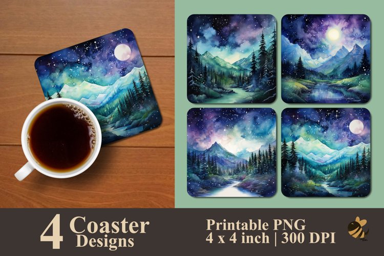 Watercolor Natural Coaster Sublimation Designs