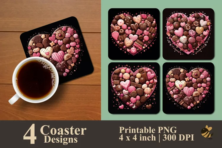 Chocolate Love Coaster Sublimation Designs