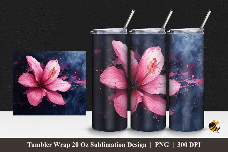 Ink Splash Flower Tumbler Wrap Sublimation Design 1