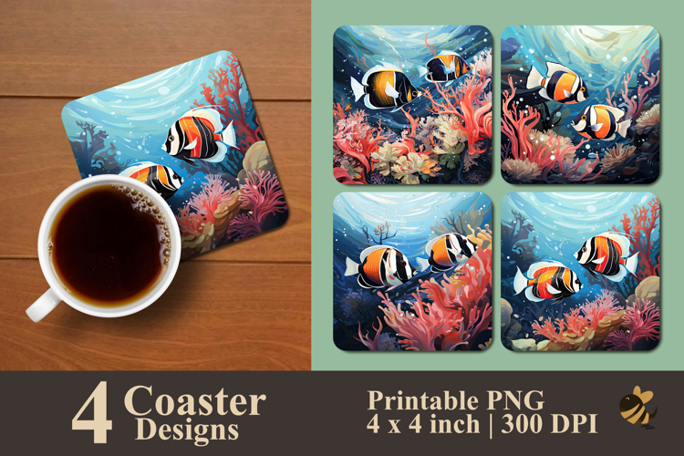 Moorish Idol Reef Motion Coaster Sublimation Design