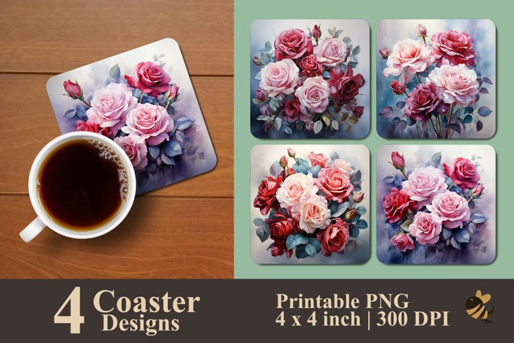 Painting Rose Coaster Sublimation Designs example image 1