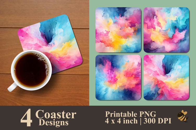 Watercolor Splash Coaster Sublimation Design
