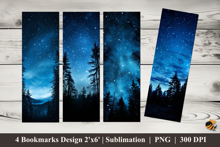 Dark Blue Bookmarks Sublimation Design example image 1
