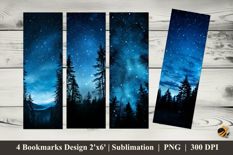 Dark Blue Bookmarks Sublimation Design