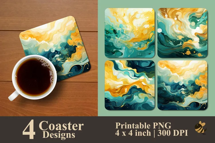 Wave Abstract Coaster Sublimation Designs