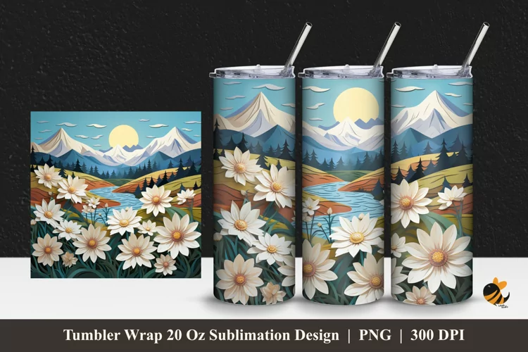 3d Nature Spring Tumbler Wrap Sublimation Design 1