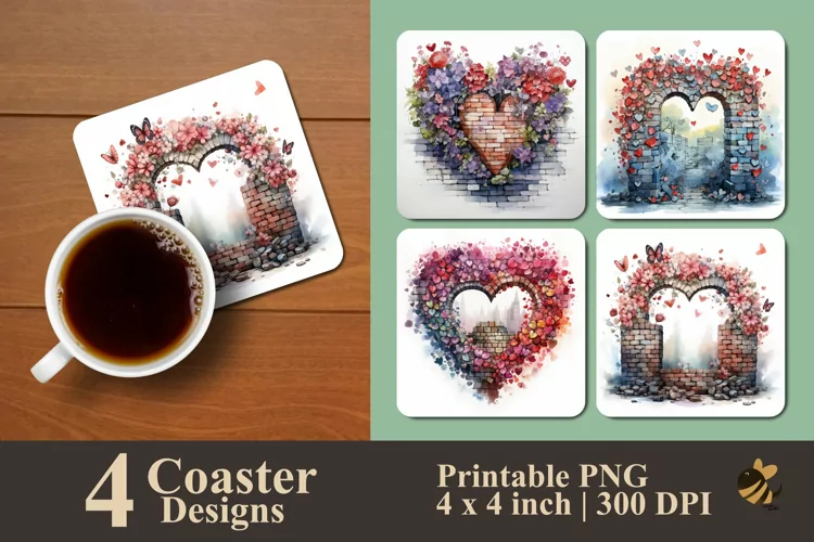 Brick Wall of Love Coaster Sublimation Designs