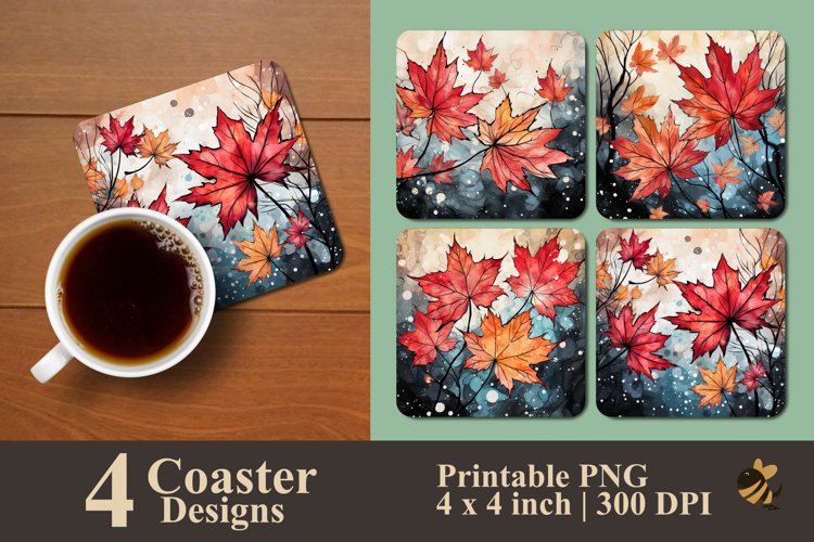 Beauty Maple Leaf Coaster Sublimation Designs