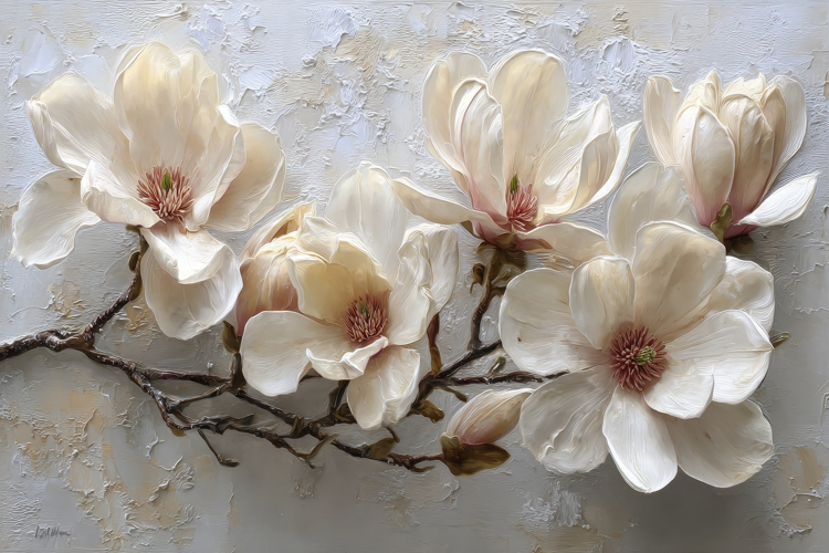 White Magnolia Blossoms Background