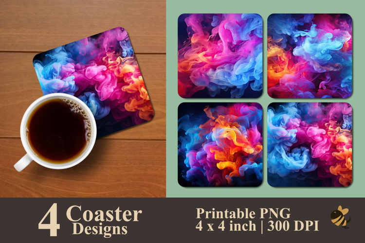 Neon Smoke Coaster Sublimation Design