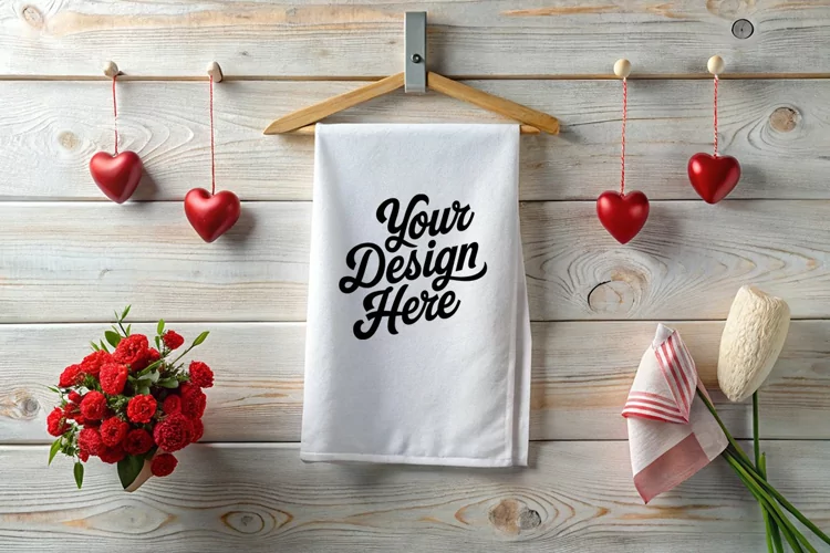 Valentine's Day Towel Mockup | Valentine's Day Mockup JPG