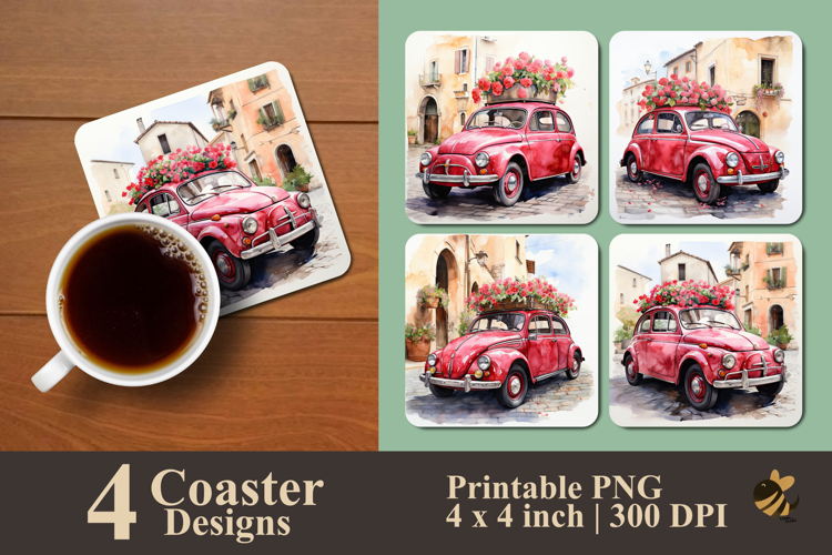 Valentine Car Coaster Sublimation Design