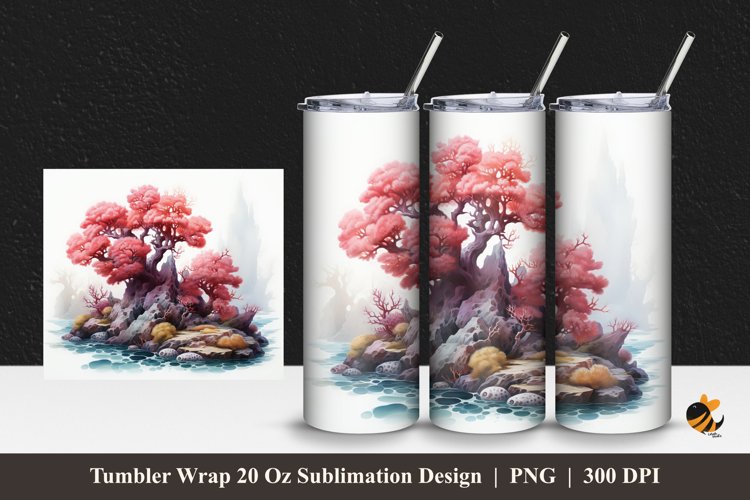 Small Island Tumbler Wrap Sublimation Design 1
