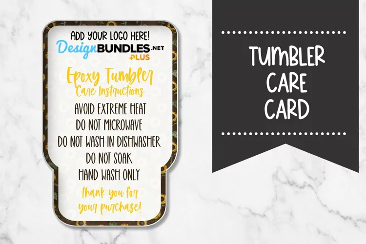 Sunflower Print Tumbler Care Card