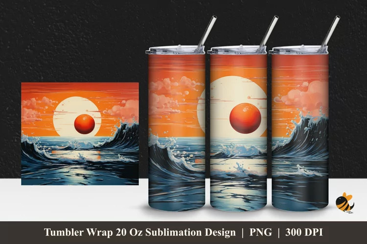 Ocean Ball Tumbler Wrap Sublimation Design 1
