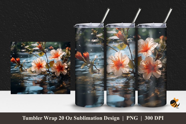 Nature Bloom Tumbler Wrap Sublimation Design 1 example image 1