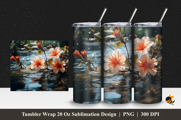 Nature Bloom Tumbler Wrap Sublimation Design 1