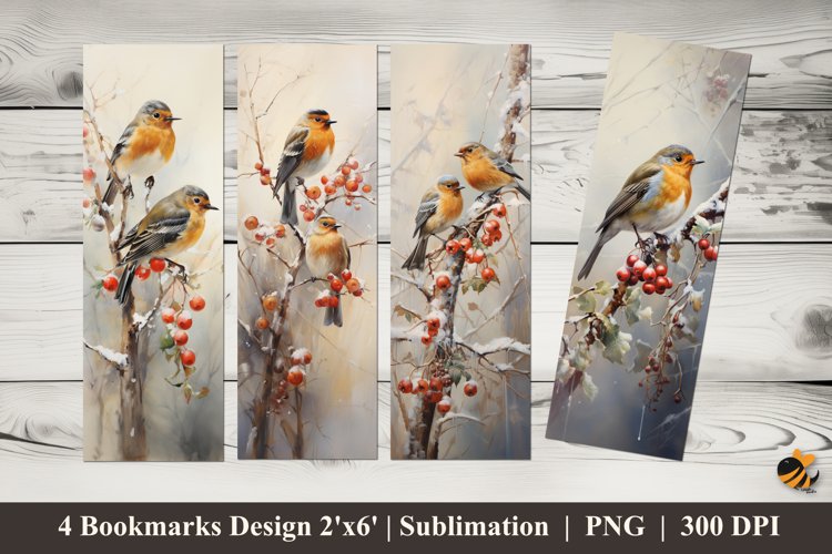 Sparrows Bookmarks Sublimation Design example image 1