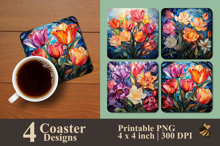 Floral Prism Fantasy Coaster Sublimation Design