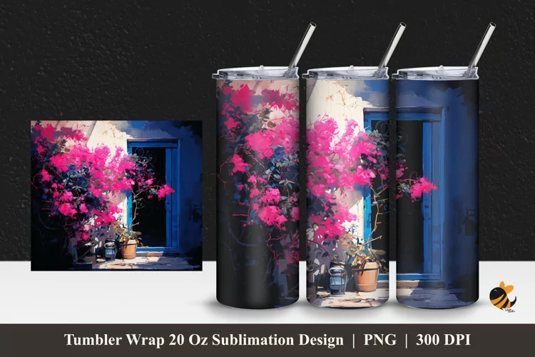 Outdoor Flower Tumbler Wrap Sublimation Design 1