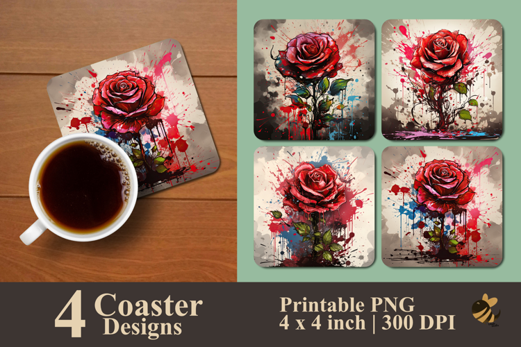 Painting Twisted Rose Coaster Sublimation Design