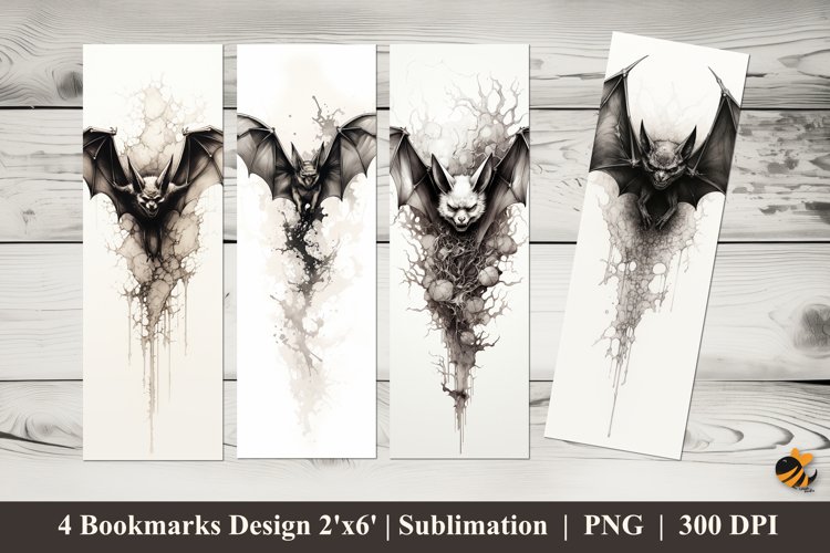 Bat Tattoos Bookmarks Sublimation Design example image 1