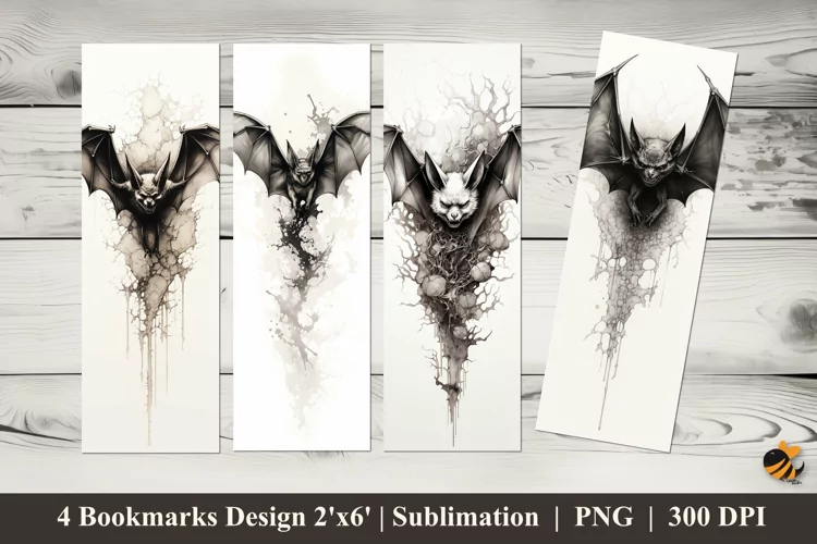 Bat Tattoos Bookmarks Sublimation Design