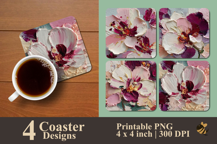 Abstract Orchid Painting Coaster Sublimation Design