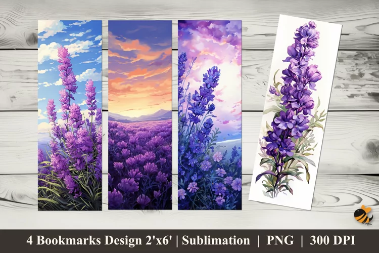 Natural Lavender Bookmarks Sublimation Design