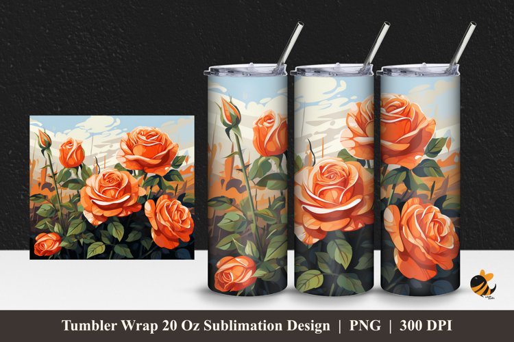 Enthusiasm Roses Tumbler Wrap Sublimation Design 1