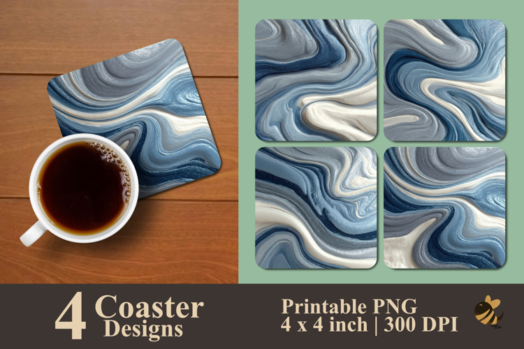 Abstract Gray Swirl Coaster Sublimation Design