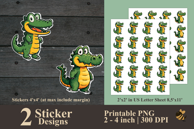 Cute Alligator Sticker Designs PNG