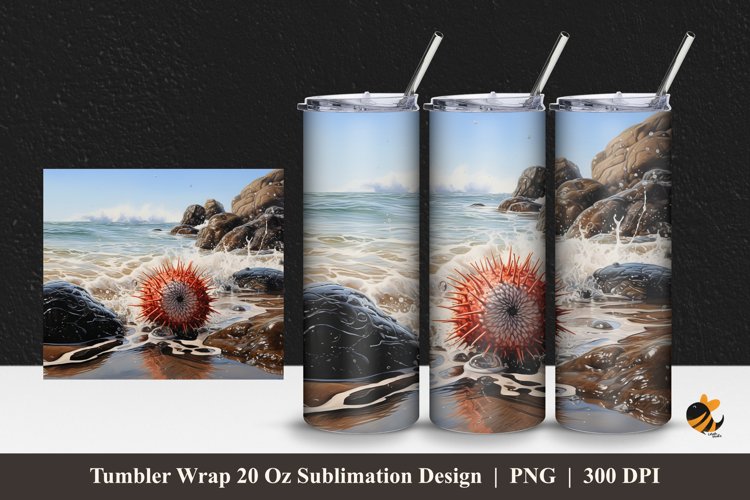 Sea Urchin Tumbler Wrap Sublimation Design 1