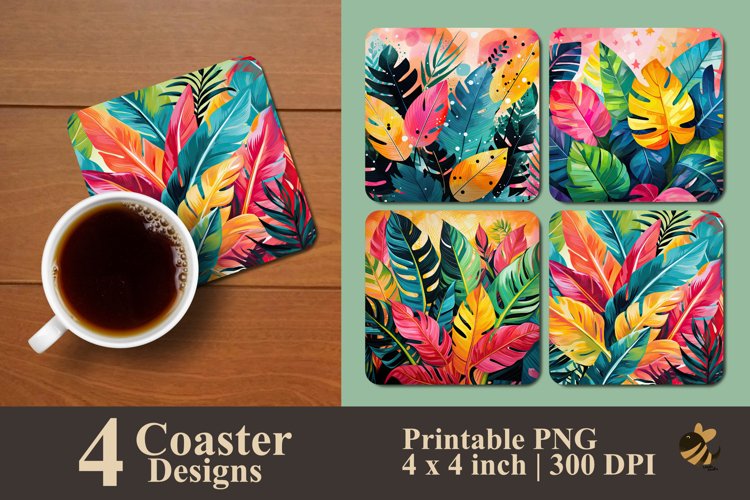 Foliage Abstract Coaster Sublimation Designs